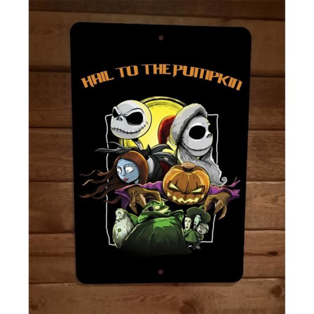 Hail to the Pumpkin Jack Halloween Skellington Nightmare 8x12 Metal Wall Sign